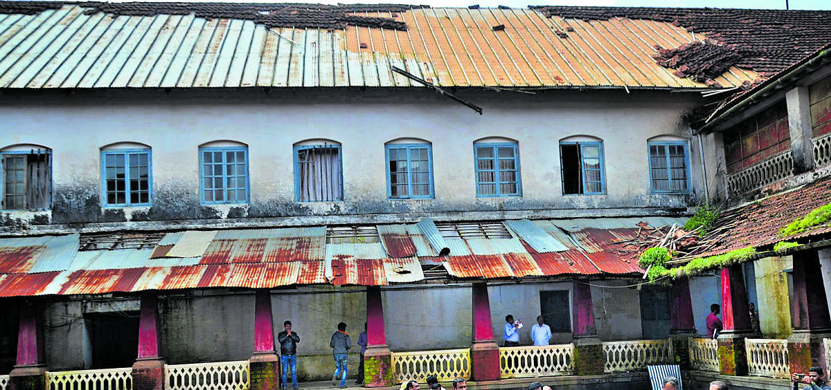 A portion of the Madikeri palace that was inspected by a team from the Archaeological Survey of India on Thursday.