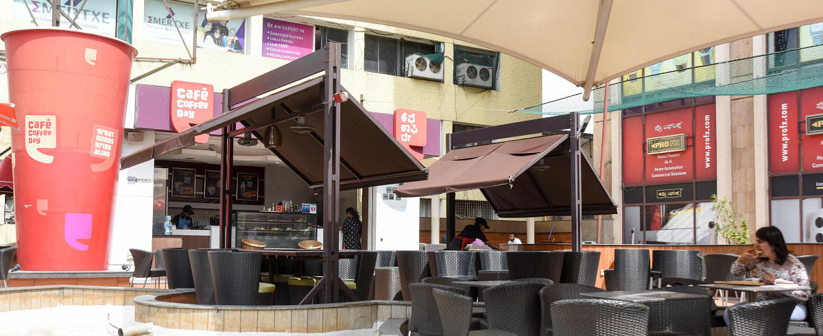 Cafe Coffee Day on MG Road. The chain has 1,843 outlets in all 28 states across the country. The group’s headquarters is at Coffee Day Square, Vittal Mallya Road.