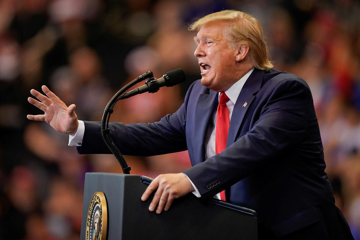 U.S. President Donald Trump speaks during a campaign rally in Cincinnati, Ohio. Photo credit: Reuters