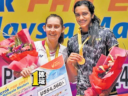 P V Sindhu (right) with Kristy Gilmour.