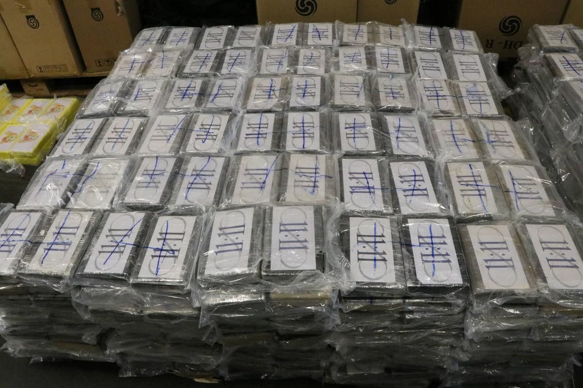 The illegal drugs were discovered two weeks ago in a Netherlands-bound shipping container from Uruguay during a search in the northern port city of Hamburg. (AFP Photo)
