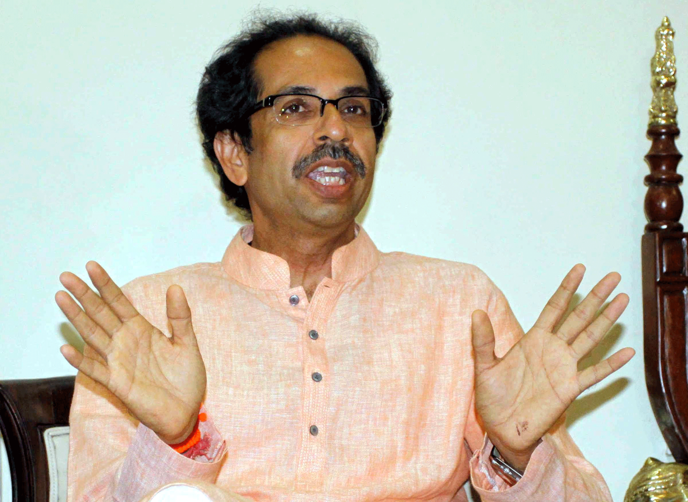 The Shiv Sena will sit in the opposition if the Devendra Fadnavis-led BJP government in Maharashtra takes the NCP's support to prove its majority in the state assembly, party chief Uddhav Thackeray said Sunday. PTI file photo