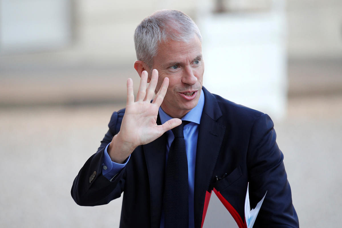 Culture Minister Franck Riester made his plea to stick to French in a Twitter post published late on Sunday and marking the 25th anniversary of a law governing the use of French on television and radio. (Reuters File Photo)