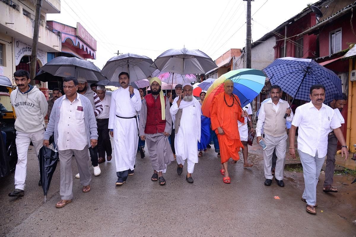 Priests from various disciplines take out a rally in Madikeri on Monday as a part of ‘Matte Kalyana’ programme.
