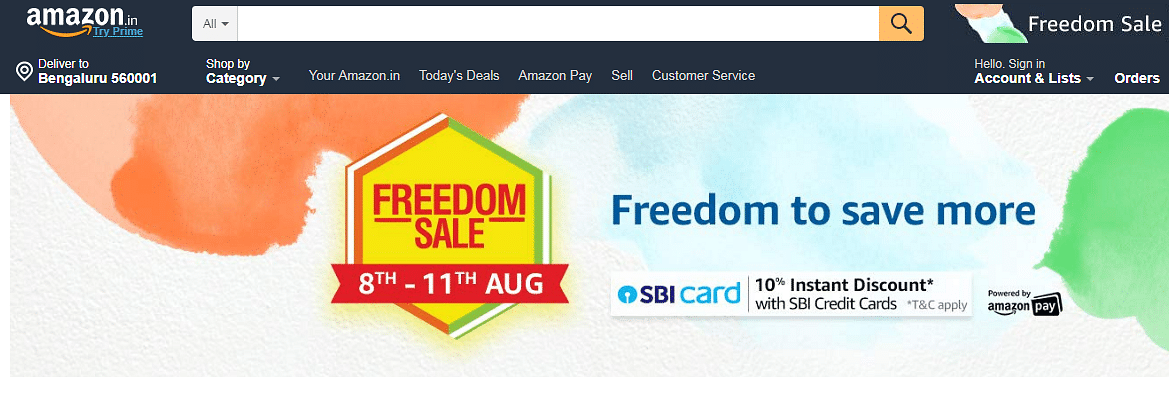 Amazon Freedom Sale 2019 will go live on August 8 onward