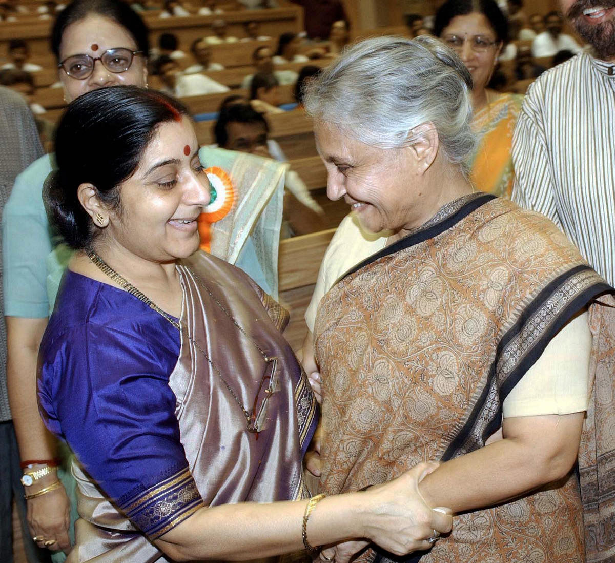As the news of her demise spread, even leaders from Opposition parties vied with each other in showering lavish praise on former External Affairs Minister Sushma Swaraj.  File photo