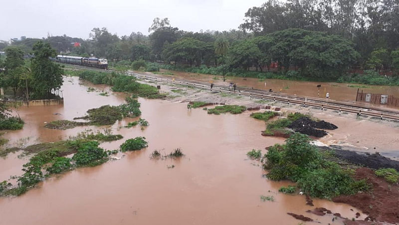 Several trains are also delayed due to water-logging on tracks, the Hubballi-headquartered SWR said. (DH Photo)