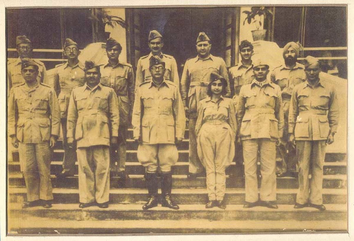 Netaji Subhas Chandra Bose and members of the Azad Hind Fauj