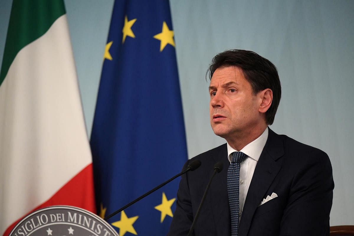 Italian Prime Minister Giuseppe Conte reacts to Italy's ruling coalition breakdown. (Reuters Photo)