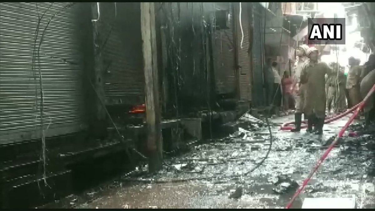 A call about the fire was received at 7.47 am, after which 21 fire tenders were rushed to the spot. (ANI/Twitter)