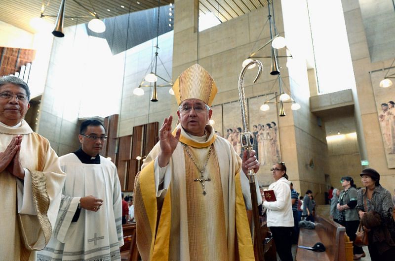 Los Angeles Archbishop Jose Gomez announced a compensation program as an alternative to court proceedings for minors sexually abused by clergy (AFP Photo/KEVORK DJANSEZIAN)