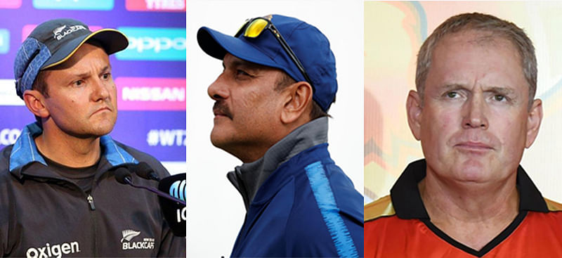  Mike Hesson (L), Ravi Shastri (C) and Tom Moody