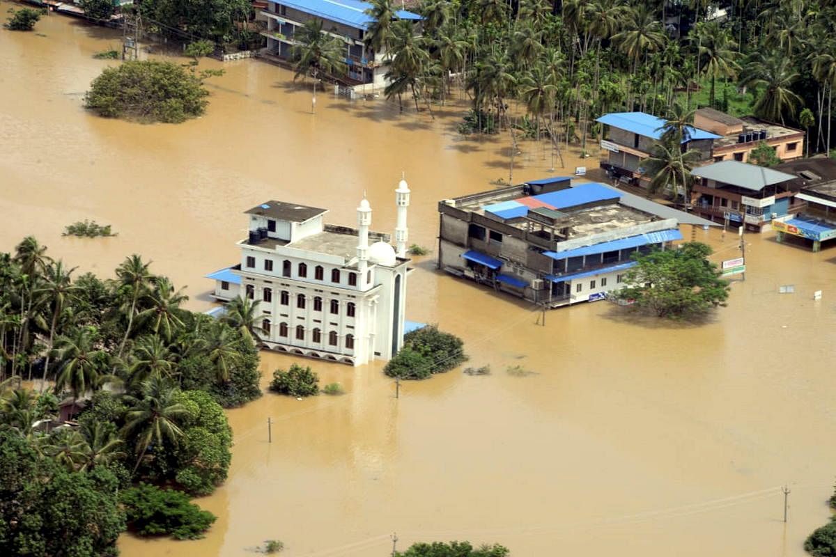 Malappuram: A view of a flood-affected region in Malappuram district, Kerala. (PTI Photo)