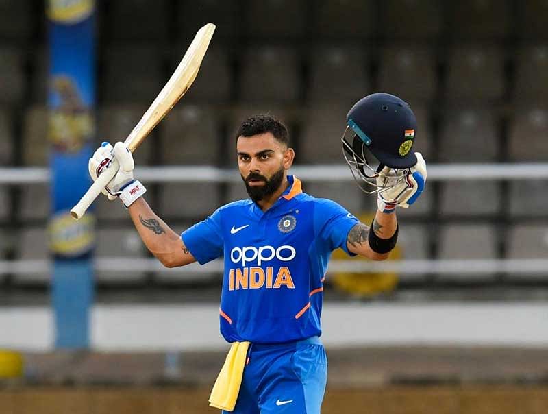 Kohli remained unbeaten on 114 and completed the win with back-to-back boundaries off Carlos Brathwaite. (AFP Photo)