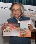 Jairam Ramesh, Minister of State for Environment and Forests (I/C) releases UNFPAs State of World Population Report 2009 in New Delhi on Thursday. PTI