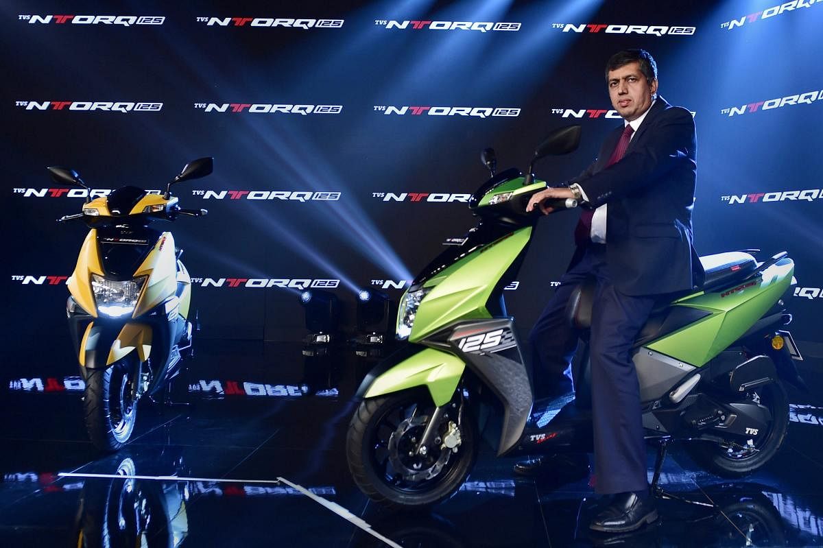 File photo: TVS Motor President and CEO, K N Radhakrishnan launches the new 125cc scooter NTORQ at a press conference in Chennai on Monday. PTI 