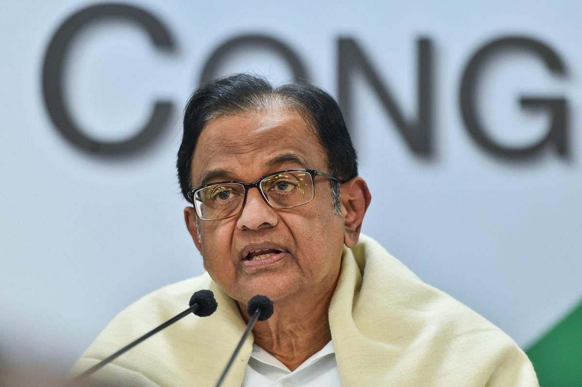 "All of us must welcome three announcements made by the PM on I-Day -- Small family is a patriotic duty, Respect wealth creators, Shun single-use plastic," tweeted Chidambaram. Photo/PTI