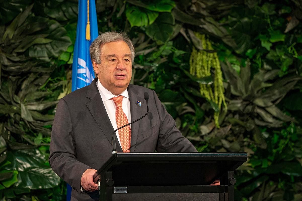 In a strong message for action on climate change, Guterres said international political resolve was fading and it was the small island nations that were "really in the front line" and would suffer most. (AFP Photo)