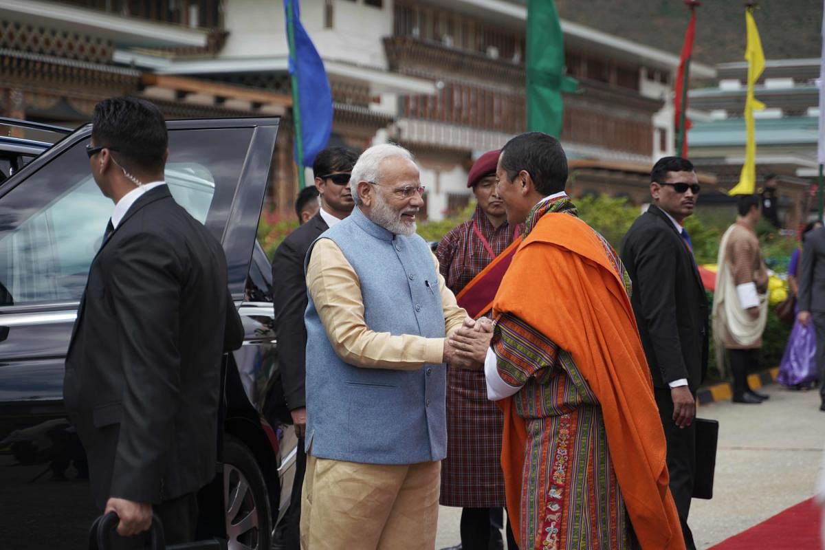 The prime minister, who reached Bhutan in the morning, is on a two-day visit to the Himalayan kingdom. (AFP Photo)
