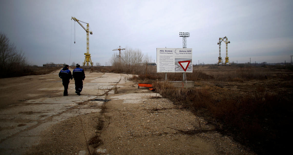 Workers walk near the construction site of Bulgaria's second nuclear power plant in Belene, Bulgaria. (Reuters Photo)