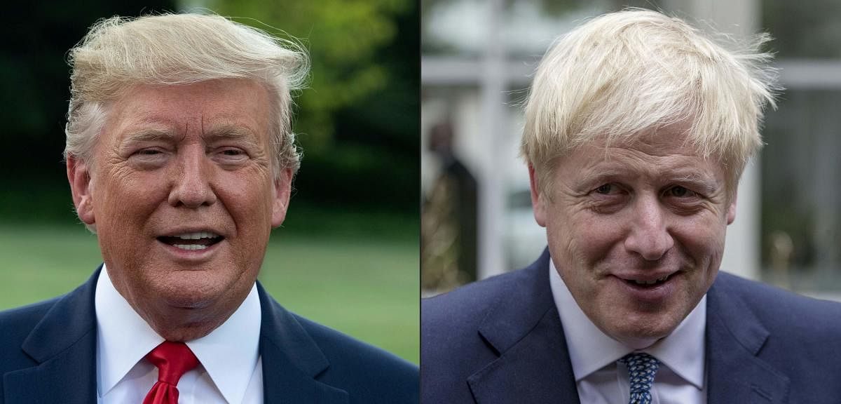 US President Donald Trump and UK Prime Minister Boris Johnson. AFP file photo