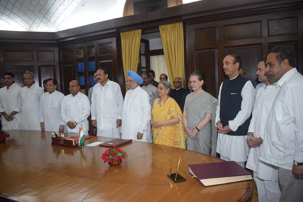 Rajya Sabha Chairman M Venkaiah Naidu administered the oath in his chamber to Singh, who was elected unopposed to the Upper House from Rajasthan on August 19.