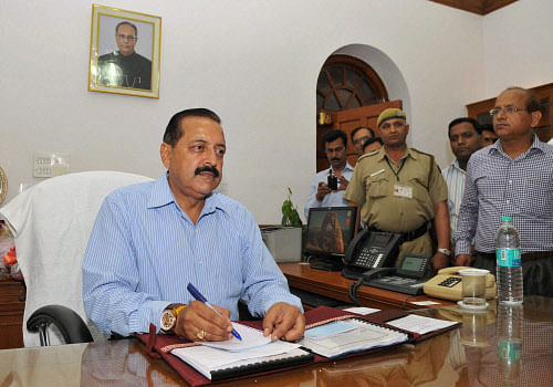 Stirring a controversy, Minister of State in the Prime Minister's Office (PMO) Jitendra Singh Tuesday said the new government has started the process for repealing article 370, which grants special status to Jammu and Kashmir. PTI photo