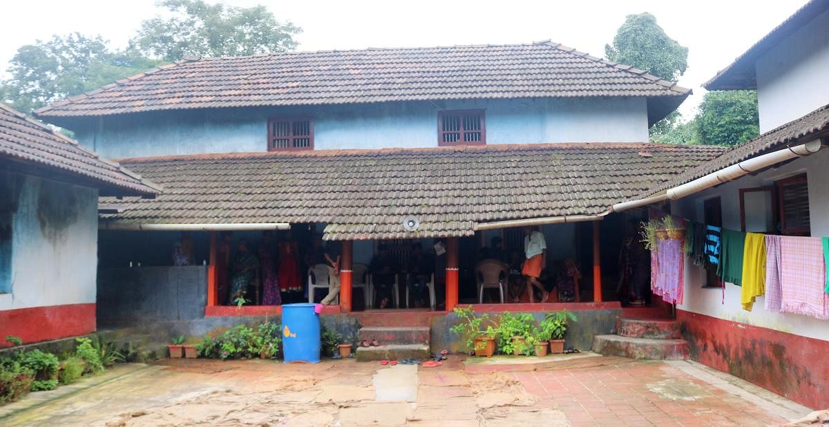 Agarimaru Jalajakshi’s house at Agarimaru, Malavanthige Gram Panchayat, Belthangady taluk, which had provided shelter to rain victims.