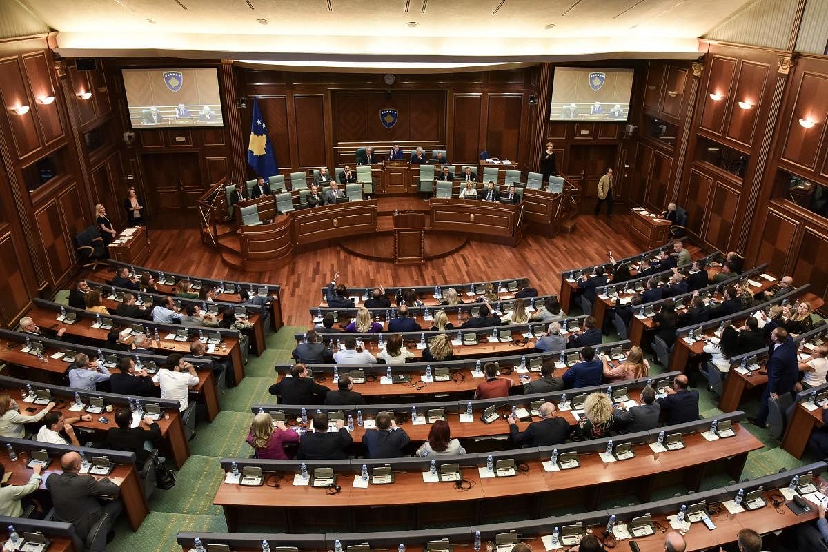 Kosovo Parliament. (Photo by STRINGER / AFP)