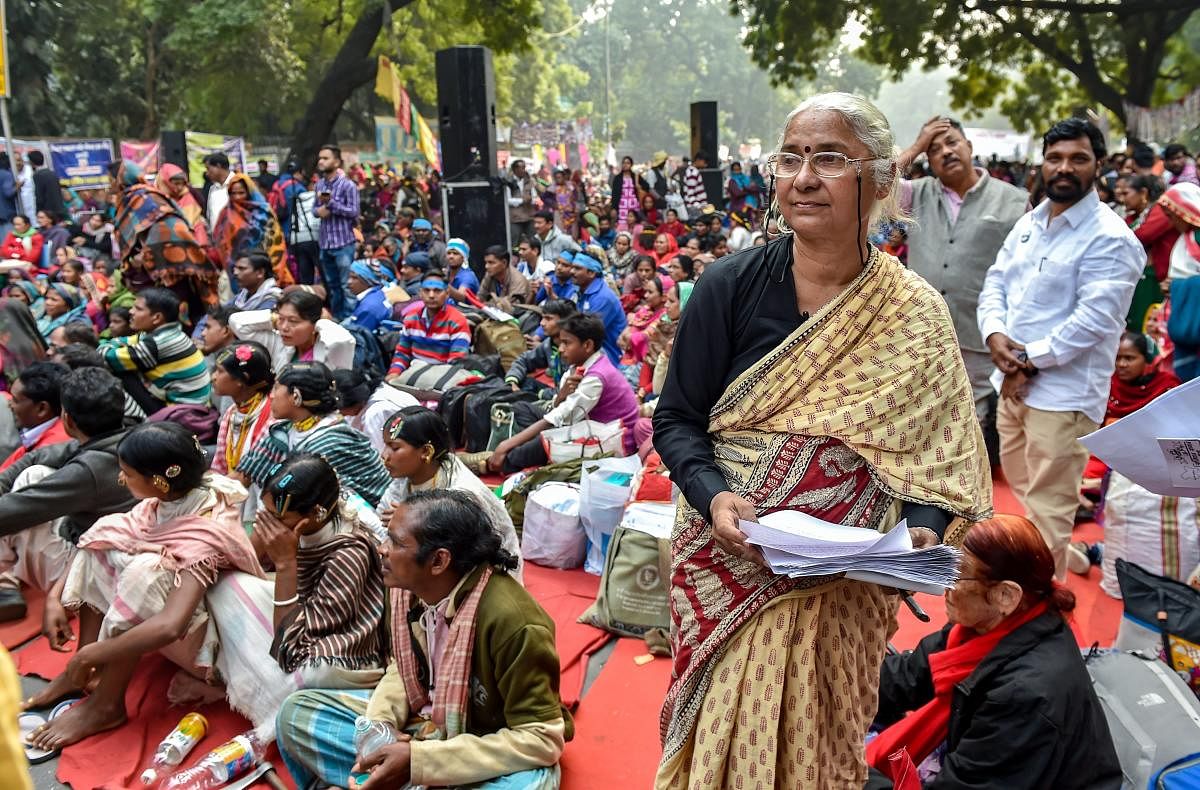 Social activist Medha Patkar during the 'Jashn-e-Samvidhan' at Jantar Mantar, in New Delhi, Monday, Dec. 10, 2018.(PTI Photo/Manvender Vashist)