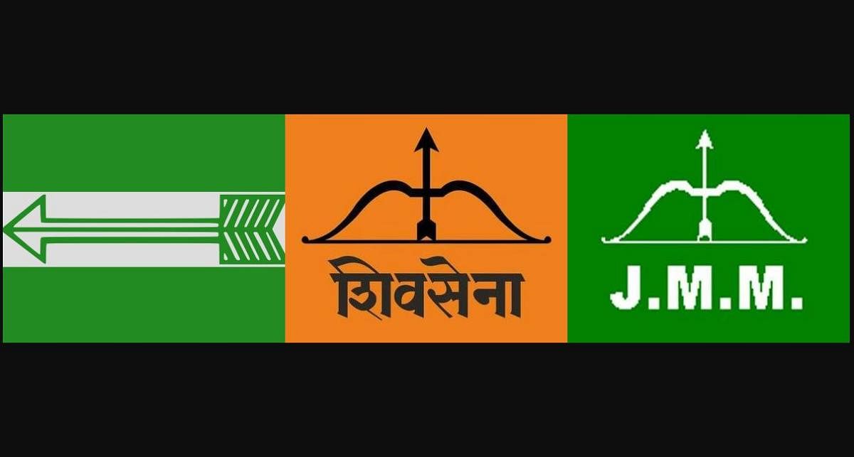 JD(U), Shiv Sena and Jharkhand Mukti Morcha party symbols.