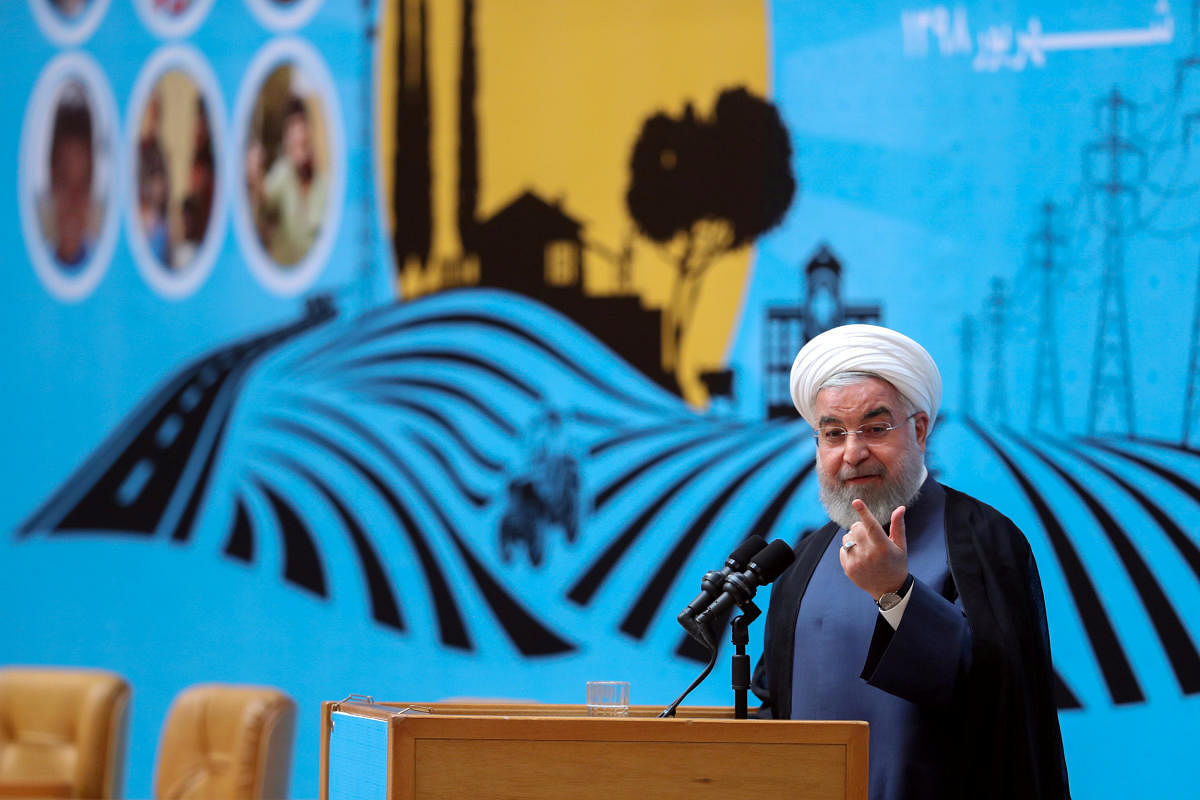 Rouhani's remarks came as his government faced criticism over the visit of Foreign Minister Mohammad Javad Zarif to the French seaside resort of Biarritz (Reuters/Handout Photo)