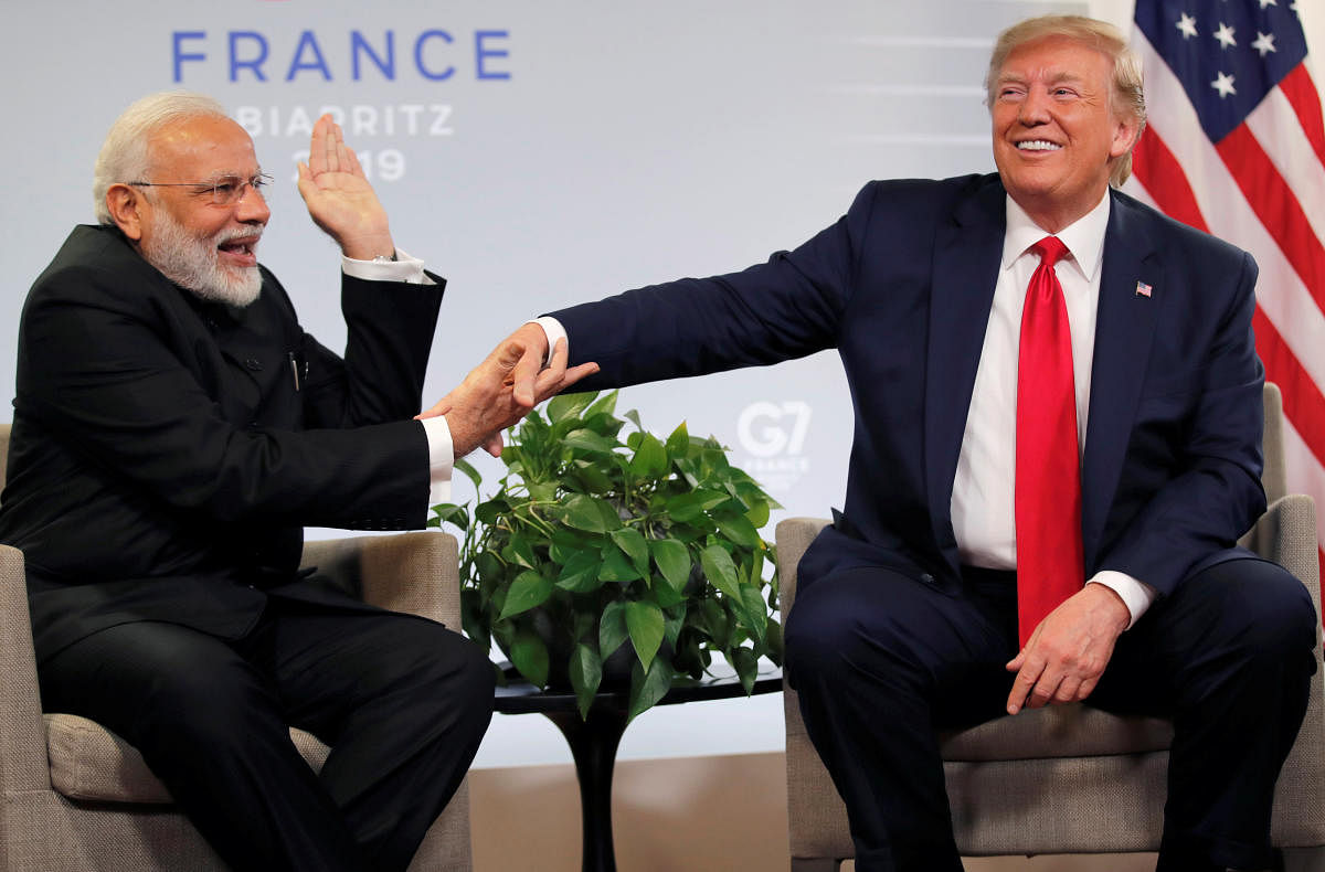 Prime Minister Narendra Modi with US President Donald Trump at the G7 summit in Biarritz, France. (Reuters Photo)