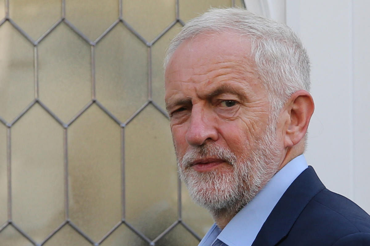 Opposition Labour party leader Jeremy Corbyn leaves his residence in north London. AFP photo