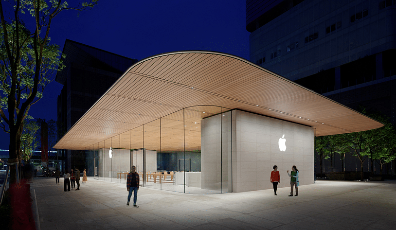 Apple Xinyi A13 features a two-story, free-standing pavilion design with a carbon fibre reinforced roof. (Picture Credit: Apple)
