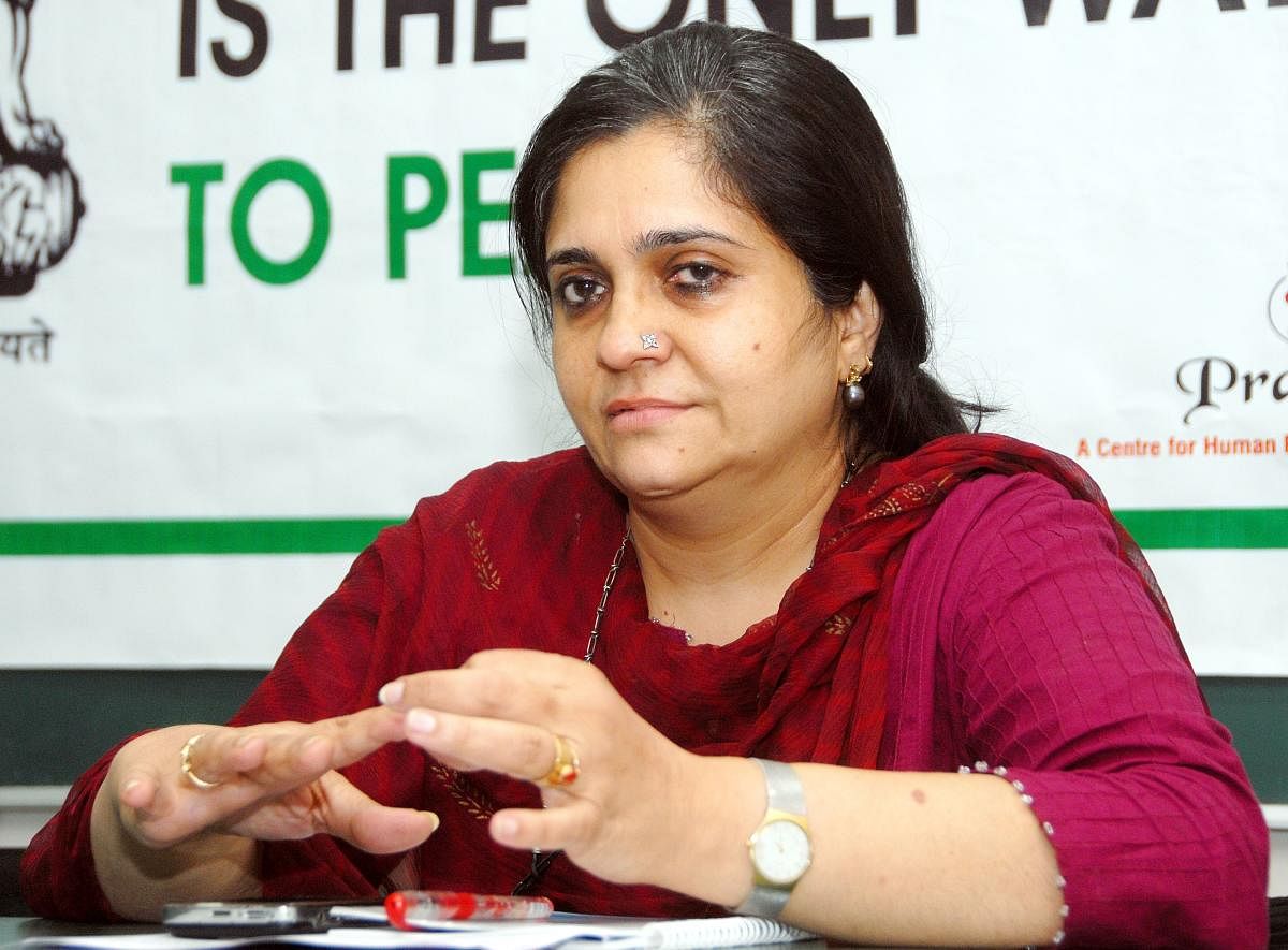 Criminal cases of alleged embezzlement of funds and violations of Foreign Contribution Regulation Act (FCRA) have been lodged against Setalvad and her husband by the Gujarat Police and the CBI respectively (DH Photo/Dhaval Bharwad)