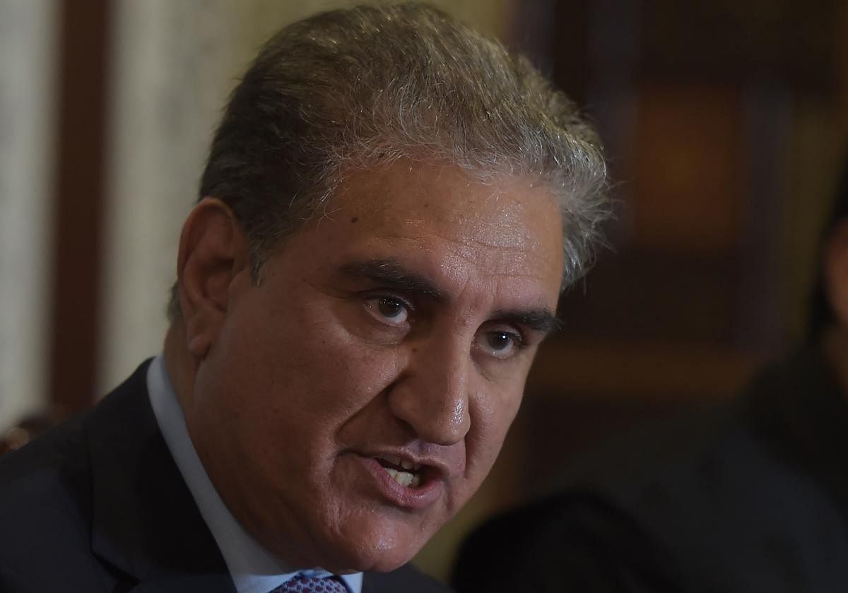 Pakistani Foreign Minister Shah Mehmood Qureshi over the situation in disputed Kashmir region. (Photo by AFP)
