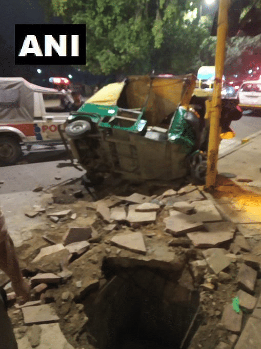 The truck first hit the divider and then went on hitting autos and pedestrians standing near the footpath. (ANI/Twitter)