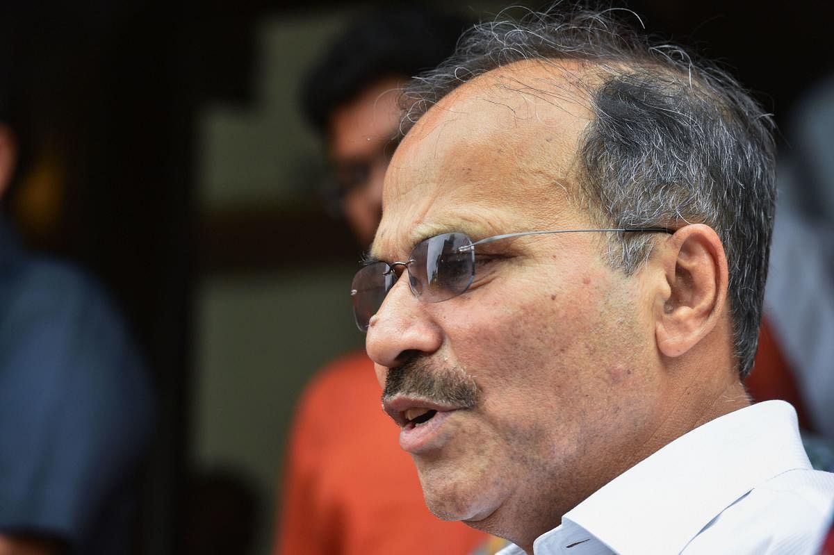 Congress MP Adhir Ranjan Chowdhury alleged that a suffocating atmosphere was prevailing in the country and whoever disagrees with the Centre is being labelled as anti-national and corrupt. PTI file photo