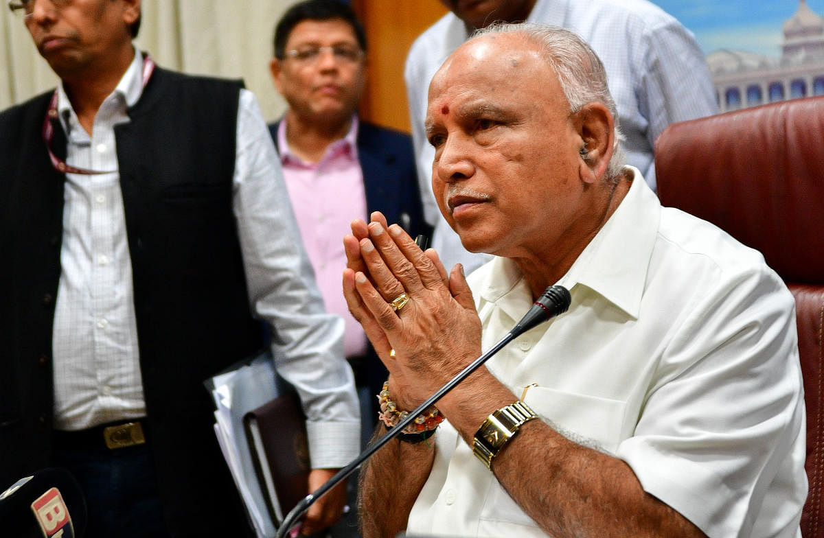 With Chief Minister B S Yediyurappa burdened with the charge of some major departments — water resources, energy, agriculture, Bengaluru development, urban development, backward classes welfare and minorities welfare — officials fear that decision-making may be slow. (DH File Photo)