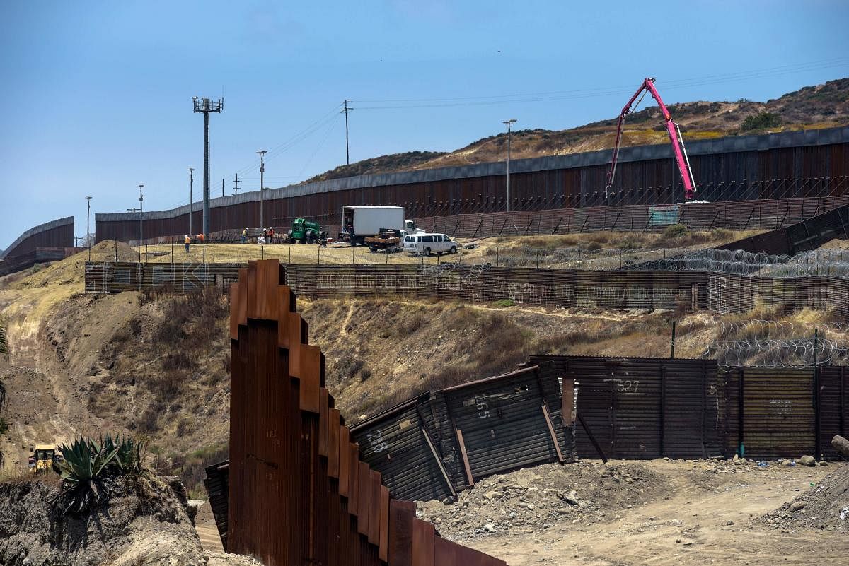 File photo of a section of the Mexico-US wall in Tijuana, Baja California, Mexico. The Pentagon freed $3.6 bn to build 175 miles of wall on Mexican border officials said. (AFP)