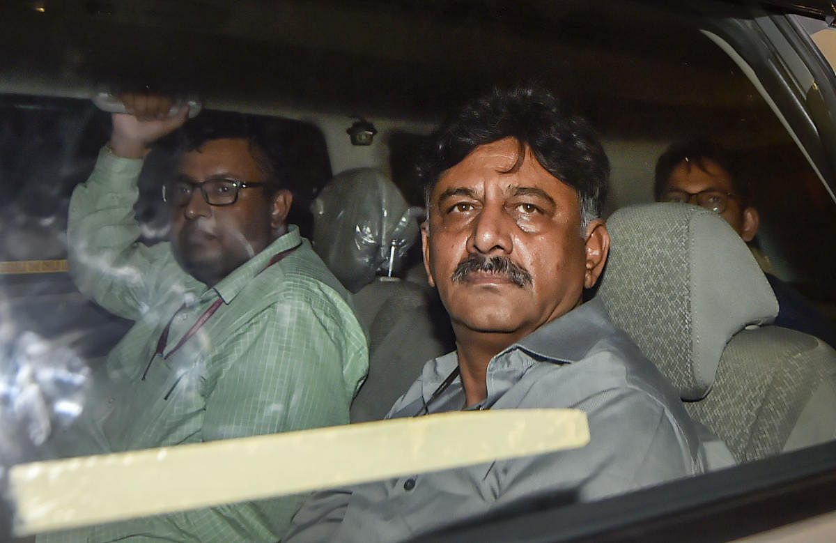 Karnataka Congress leader D K Shivakumar leaves after being produced at Rouse Avenue Court in New Delhi, Wednesday, Sept 4, 2019. Shivakumar, arrested in a money laundering case, was sent to the ED custody till September 13 by the court today. (PTI Photo)