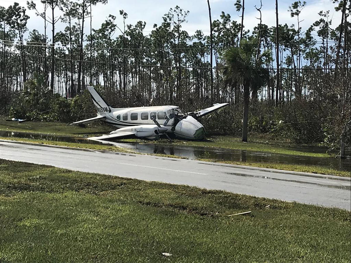 Debris left by Hurricane Dorian litters Grand Bahama International Airport in Freeport. (AFP Photo)