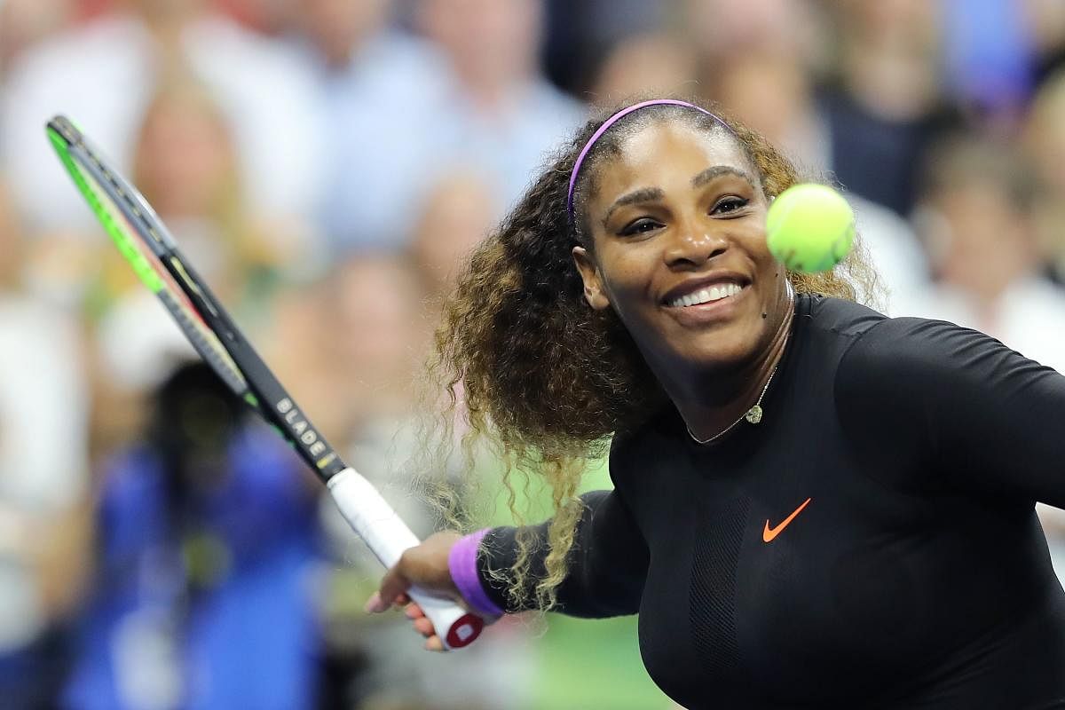 Serena Williams celebrates after winning her Women's Singles semi-final match against Elina Svitolina at the 2019 US Open. (AFP Photo)