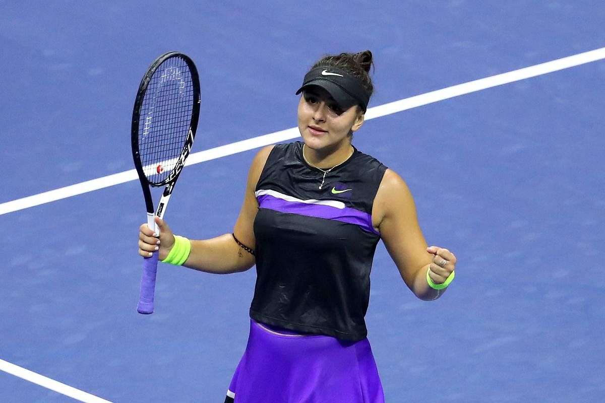 Bianca Andreescu of Canada after winning her Women's Singles semi-final match against Belinda Bencic of Switzerland on day eleven of the 2019 US Open at the USTA Billie Jean King National Tennis Center on September 05, 2019 in the Queens borough of New Yo