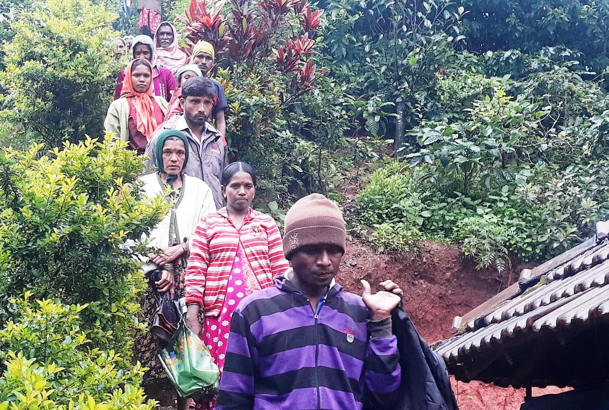 Residents of Chennahadlu in Chikkamagaluru district moving to safer areas following landslides.