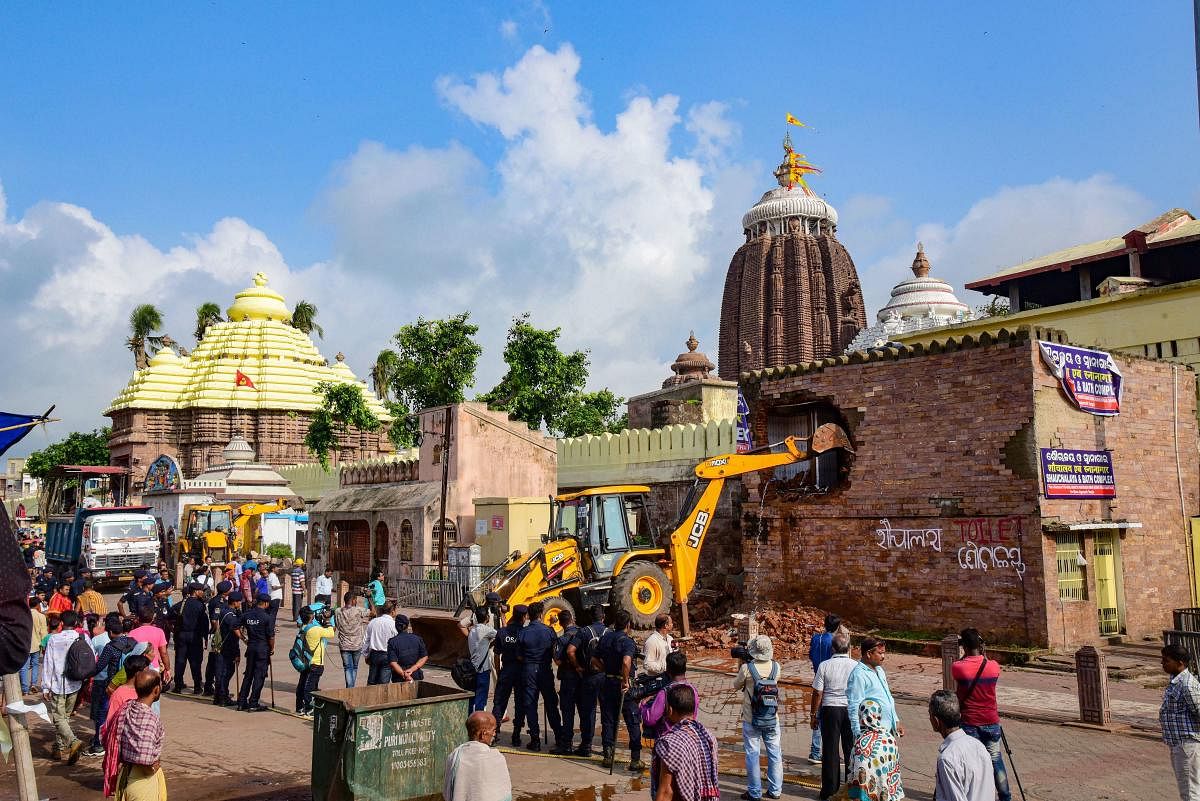 Drive to demolish unauthorised structures near Jagannath temple. PTI file photo