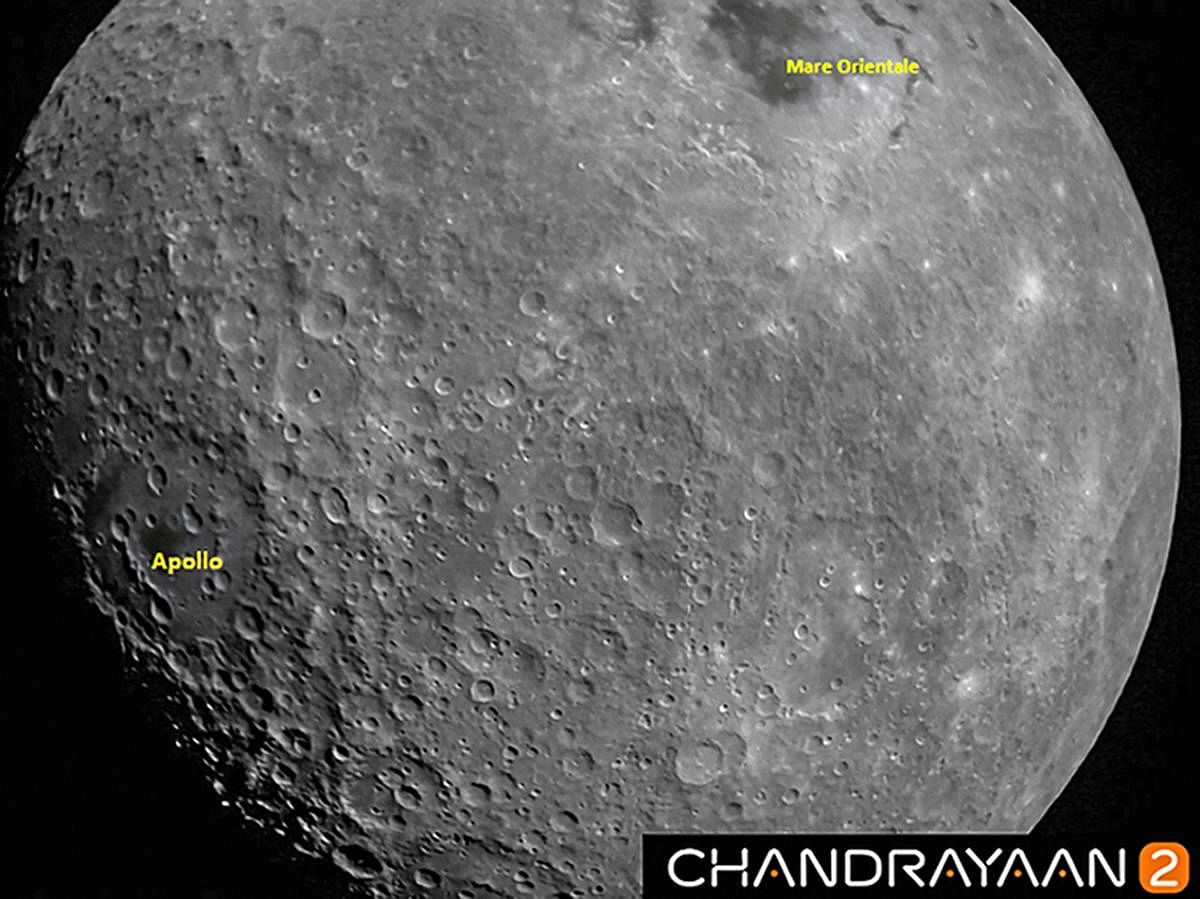 A view of the first Moon image captured by Chandrayaan 2. (PTI Photo)