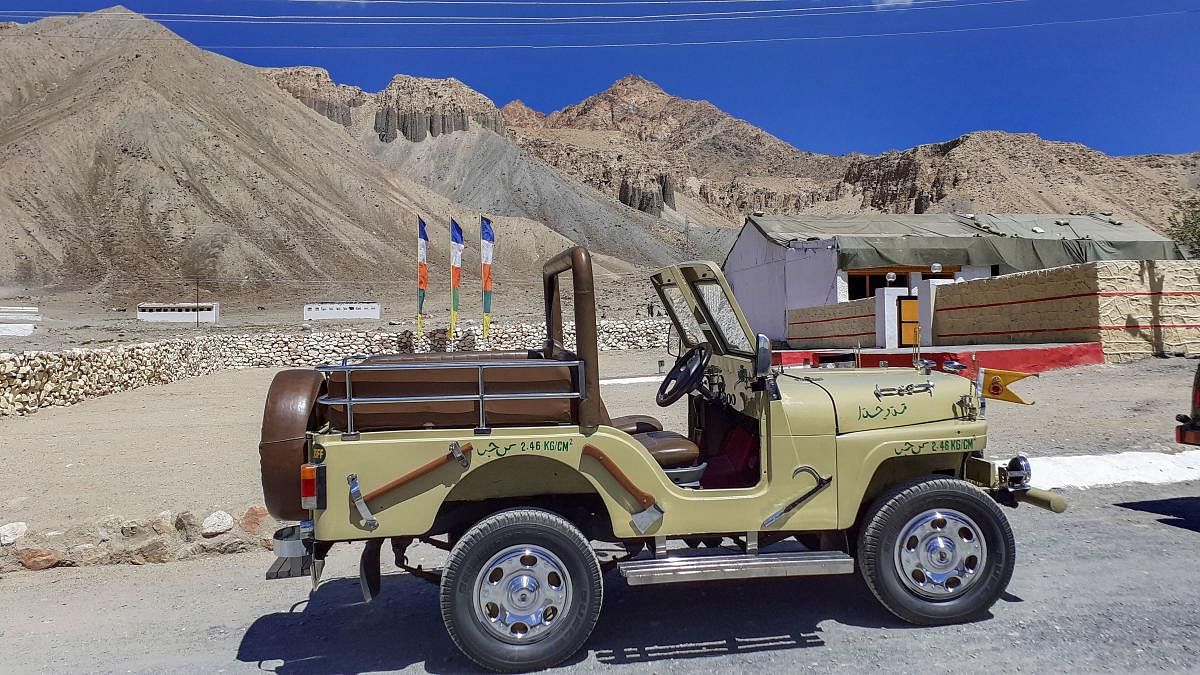 A Pakistani jeep captured by the 3 Grenadier Regiment in the 1971 war, in Leh. PTI Photo