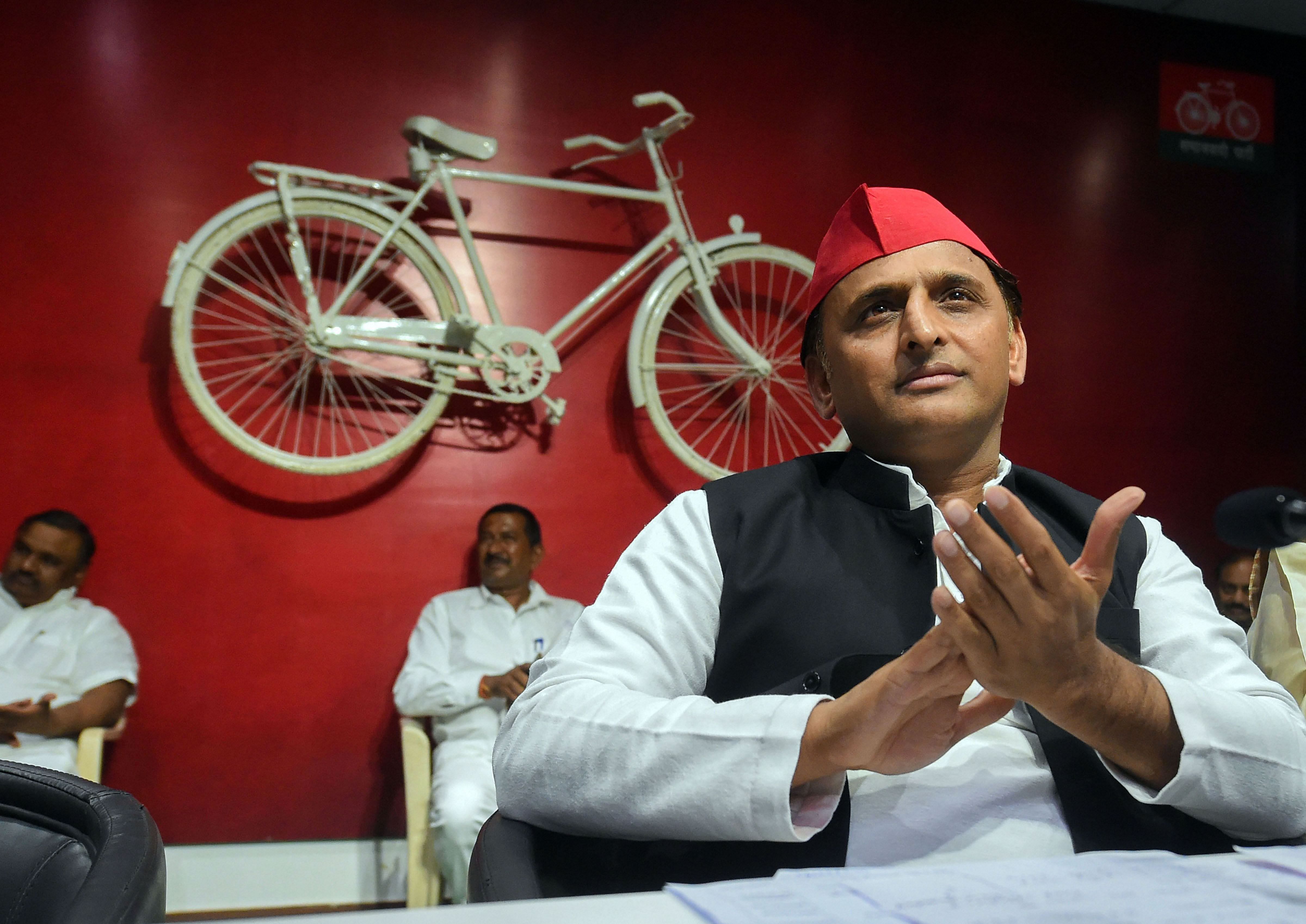 ''SP will not have an alliance with any party in the next assembly polls...we will fight the elections on our own,'' Akhilesh said while speaking to reporters here. PTI Photo